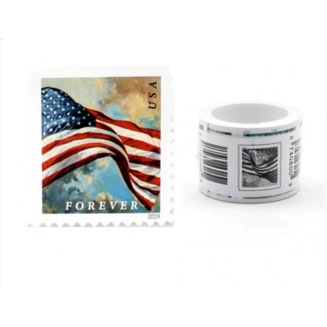 product_image_1765807364 2024 U.S. Flags Forever Stamps Coil of 100