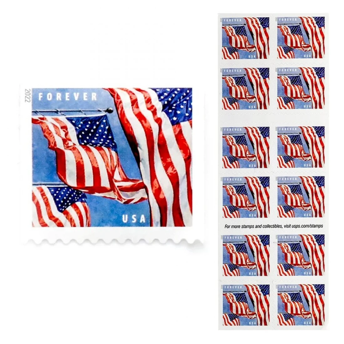product_image_1765807986 Booklet 2022 U.S. Flags Forever Stamps